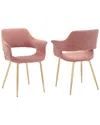 Armen Living Gigi Velvet Dining Room Chair In Pink