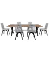 Armen Living Glendora Island Outdoor Patio 7 Piece Live Edge Di