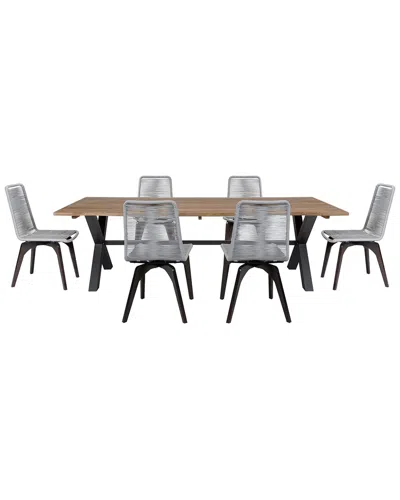 Armen Living Glendora Island Outdoor Patio 7 Piece Live Edge Di In Multi
