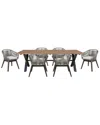 Armen Living Glendora Tutti Frutti Outdoor Patio 7pc Live Edge Dining Set