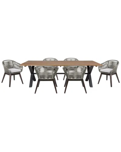 Armen Living Glendora Tutti Frutti Outdoor Patio 7pc Live Edge Dining Set In Multi