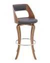 Armen Living Grady 26in Swivel Walnut Wood Bar Stool In Gray
