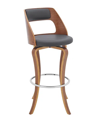 Armen Living Grady 26in Swivel Walnut Wood Bar Stool In Gray