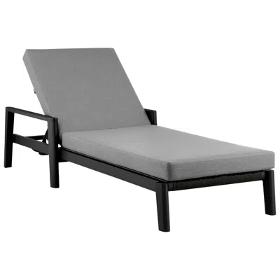 Armen Living Grand Outdoor Patio Adjustable Chaise Lounge Chair In Aluminum And Cushions