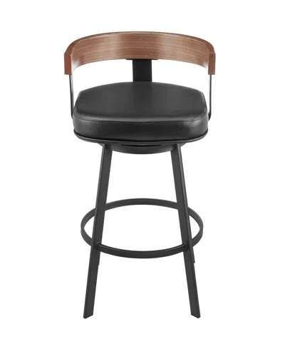 Armen Living Idris 26" Faux Leather Swivel Counter Stool In Black