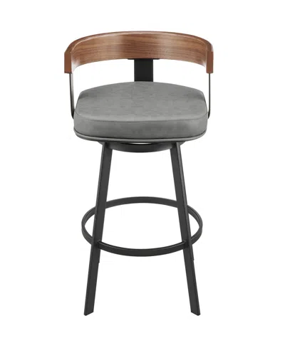 Armen Living Idris 26" Faux Leather Swivel Counter Stool In Gray