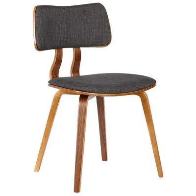 Armen Living Jaguar Charcoal Fabric And Walnut Wood Dining Chair In Black