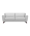 Armen Living Jedd 82" Genuine Leather With Wood Legs In Contemporary Sofa In Dove Gray
