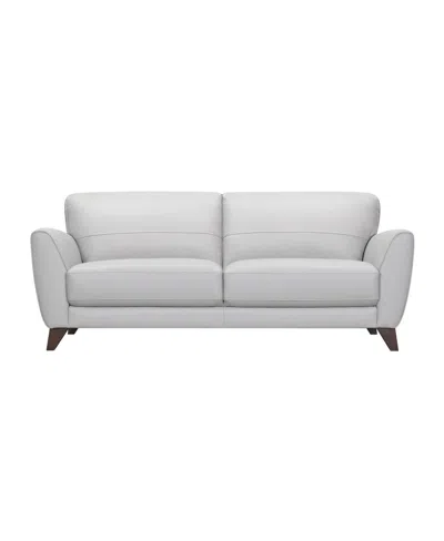 Armen Living Jedd 82" Genuine Leather With Wood Legs In Contemporary Sofa In Dove Gray