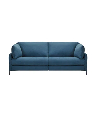 Armen Living Juliett 80" Power Footrest With Modern Fabric Sofa In Blue Lake