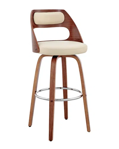 Armen Living Julius 26in Walnut Wood Bar Stool In Cream