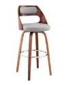 Armen Living Julius 30in Walnut Wood Bar Stool In Gray