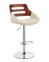 Armen Living Karter Adjustable Walnut Wood Bar Stool In Cream