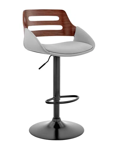 Armen Living Karter Adjustable Walnut Wood Bar Stool In Gray