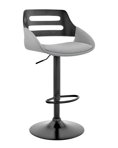 Armen Living Karter Adjustable Wood Bar Stool In Gray