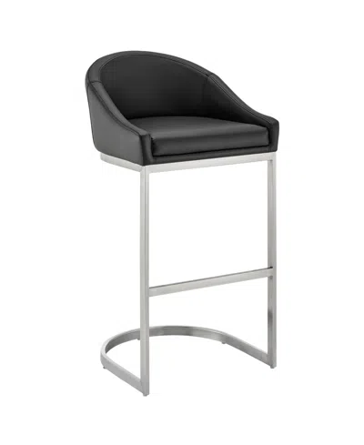 Armen Living Katherine 26in Counter Stool In Black,brushed Stainless Steel