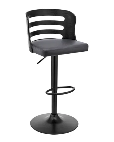 Armen Living Khalia Adjustable Swivel Wood Bar Stool In Gray