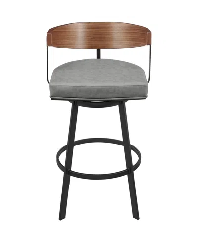 Armen Living Lacey 30" Faux Leather Swivel Bar Stool In Gray