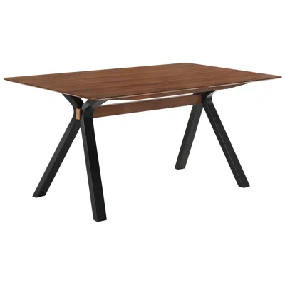 Armen Living Laredo 63 In. Mid-century Modern Dining Table In Walnut Wood And Black Legs
