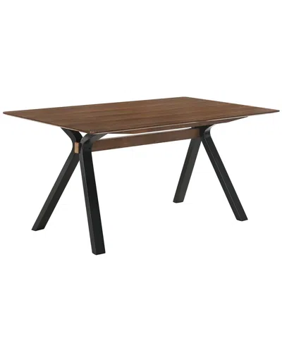 Armen Living Laredo 63in Mid-century Modern Walnut Wood Dining Table In Black