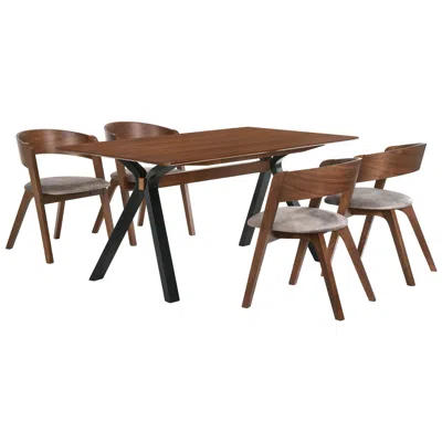 Armen Living Laredo And Jackie 5 Pc Rectangular Dining Set In Black Walnut, Rubberwood In Brown