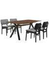 Armen Living Laredo And Lima 5pc Rectangular Dining Set In Multi