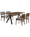 Armen Living Laredo And Lima 5pc Walnut Rectangular Dining Set In Gray
