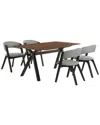 Armen Living Laredo And Rowan 5pc Rectangular Dining Set In Gray