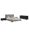 Armen Living Legend 4pc Fabric Queen Platform Bedroom Set With Dresser & Nightstands In Brown