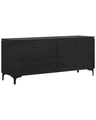 Armen Living Legend Glaze Ash Veneer 6 Drawer Dresser In Black