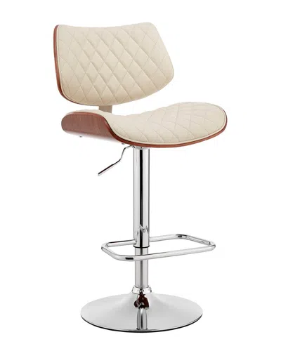Armen Living Leland Adjustable Chrome Finish Bar Stool In Cream