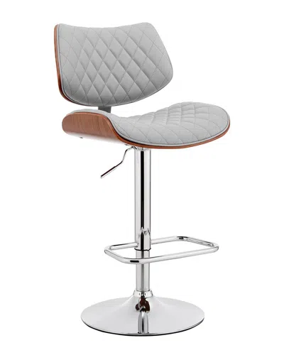 Armen Living Leland Adjustable Chrome Finish Bar Stool In Gray
