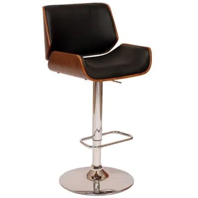 Armen Living London Adjustable Swivel Barstool In Black Faux Leather And Chrome Finish In Multi