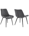 Armen Living Loralie Metal Dining Chairs, Set Of 2 In Gray