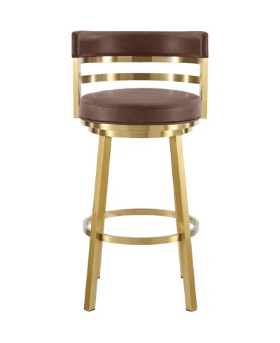 Armen Living Madrid 26" Faux Leather Swivel Counter Stool In Brown