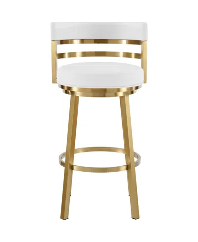 Armen Living Madrid 30" Faux Leather Swivel Bar Stool In White