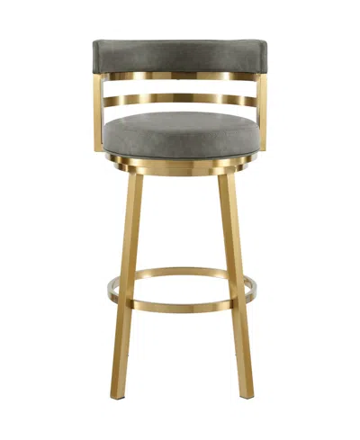 Armen Living Madrid 30" Faux Leather Swivel Counter Stool In Gray