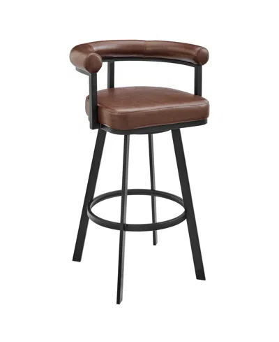 Armen Living Magnolia 26" Swivel Counter Stool In Metal With Faux Leather In Brown,black