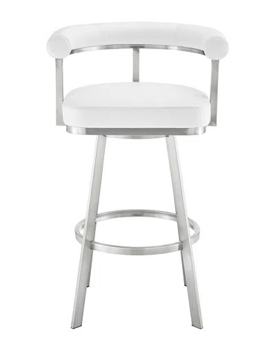 Armen Living Magnolia 26in Swivel Counter Stool In White