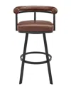 Armen Living Magnolia 26" Swivel Counter Stool In Metal With Faux Leather