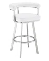 Armen Living Magnolia 26" Swivel Counter Stool In Brushed Stainless Steel With Faux Leather
