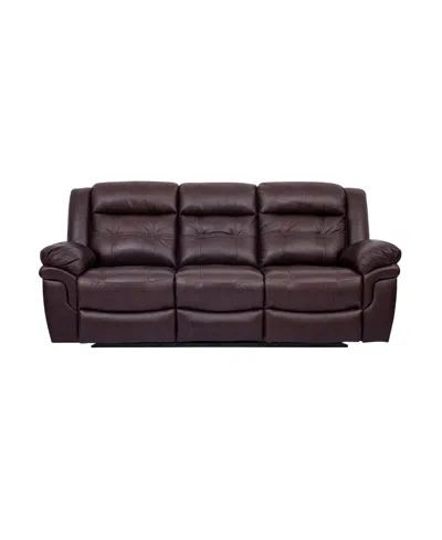 Armen Living Marcel 91" Leather In Manual Reclining Sofa In Dark Brown