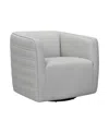 Armen Living Melanie 31" Swivel Genuine Leather Barrel Chair In Dove Gray