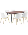 Armen Living Messina Velvet 7pc Rectangular Dining Set In White