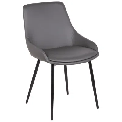Armen Living Mia Dining Chair In Gray Faux Leather And Black Powder Coated Finish