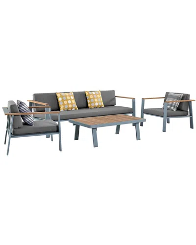 Armen Living Nofi 4pc Outdoor Patio Set In Gray