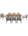 Armen Living Nofi Outdoor Patio 9pc Dining Set In Charcoal