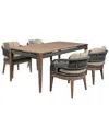 Armen Living Orbit Outdoor Patio 5 Piece Dining Set In Weathere