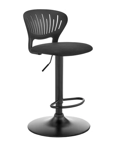 Armen Living Padua Adjustable Upholstery Swivel Stool In Black
