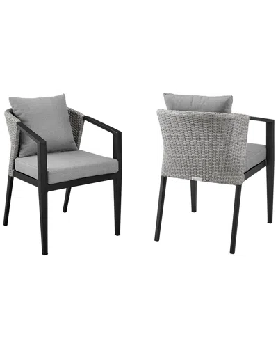 Armen Living Palma Outdoor Patio Dining Chairs In Gray